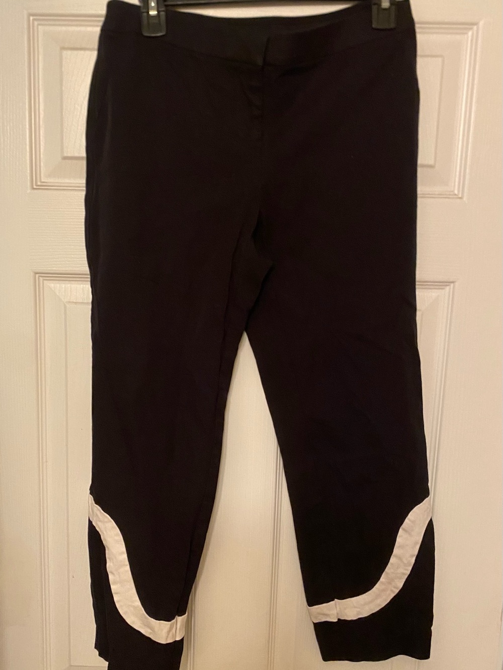 Alfani Black Leggings with White Curved Hem Accents